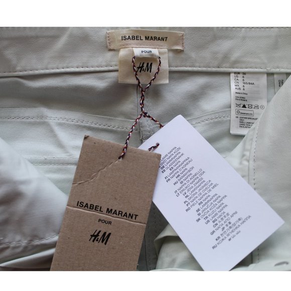 Isabel Marant for H&M Lace Up Leather Pants 26" / Size 6 / White Cigarette Fit - Picture 6 of 8